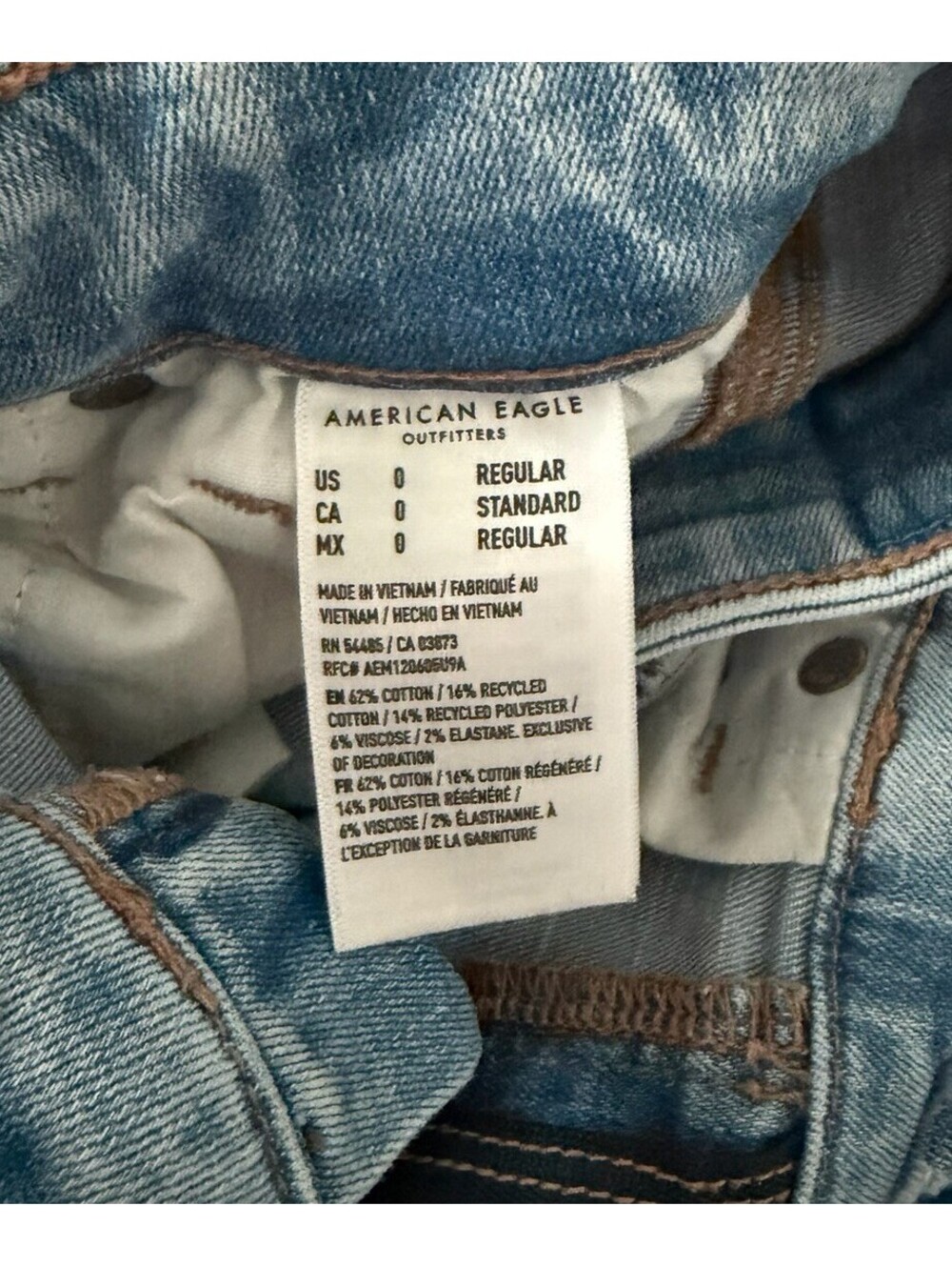 American Eagle Next Level Flare Jeans Womens 0 Light Wash Distressed Hem Zero - Picture 4 of 4